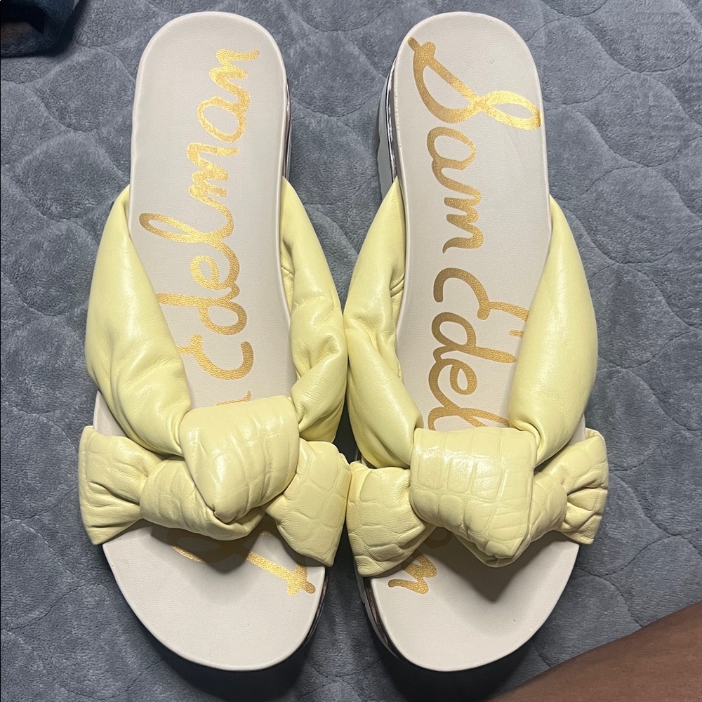 Sam Edelman Light Yellow Knotted Slide Sandals